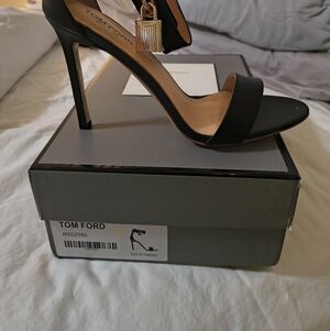 Tom Ford Black Stiletto Heels with Gold Accent